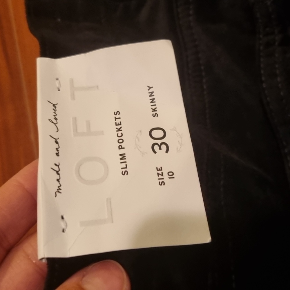 LOFT High Rise Skinny Velvet Pant Black Size 10/30R - Picture 15 of 15